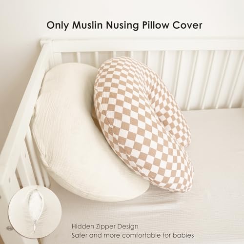 MairMore 2 Pack Muslin Baby Nursing Pillow Covers，Cover Only - color: Milky Coffee