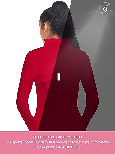 VUTRU Women's Workout Yoga Jacket Full Zip Running Athletic Track Jacket - color: Back Mesh Vent Red, size: X-Small