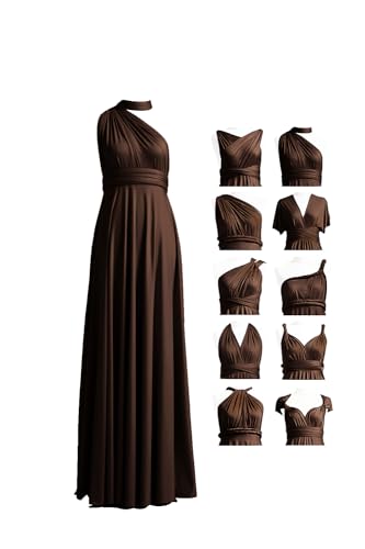 72styles Maxi Infinity Dress for Bridesmaids, Convertible Multi-Way Wrap - color: Dark Brown, size: One Size Plus