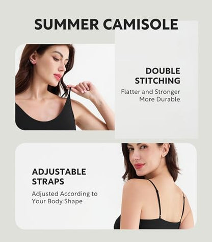 DAVID ARCHY Women's Bamboo Rayon Camisole Tank Tops No Shelf Bra, 3 Pack - color: Black, size: X-Large