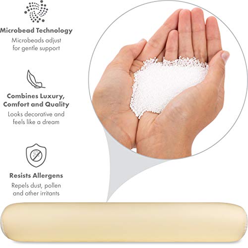 Microbead Body Pillow, Side Sleeping & Pregnancy, 48x8 in, Off White Creme - color: Off White Creme, size: Pillow & Cover