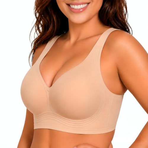 Jelly Wireless Supportive Minimizer Seamless Bras for Women Wide Straps Full Coverage Plus Size Bralette Bra - size: (40) B