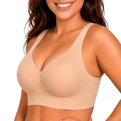 Jelly Wireless Supportive Minimizer Seamless Bras for Women Wide Straps Full Coverage Plus Size Bralette Bra - size: (40) B