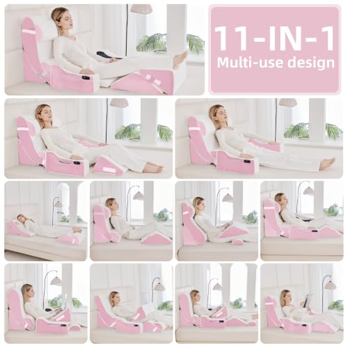 Wedge Pillow Set for After Surgery,White/Pink,9PCS-23.2" - color: White/Pink, size: 9PCS-23.2''