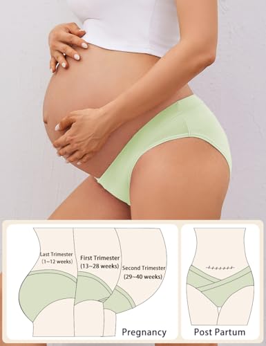 Molasus Cotton Crossover Maternity Underwear Under Bump Pregnancy Bikinis Panties - color: Multicolor-01, size: Medium