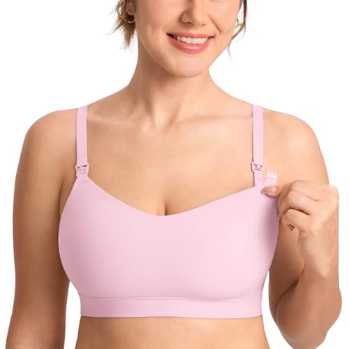 MOMANDA Seamless Nursing Bras for Breastfeeding - color: Sweet Pink, size: Medium