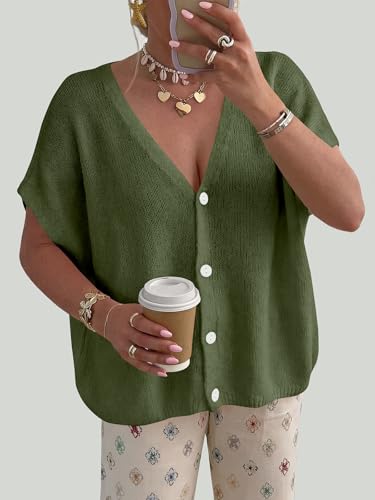 PRETTYGARDEN Womens 2026 Summer Oversized Cardigans Sweaters - color: Army Green, size: X-Large