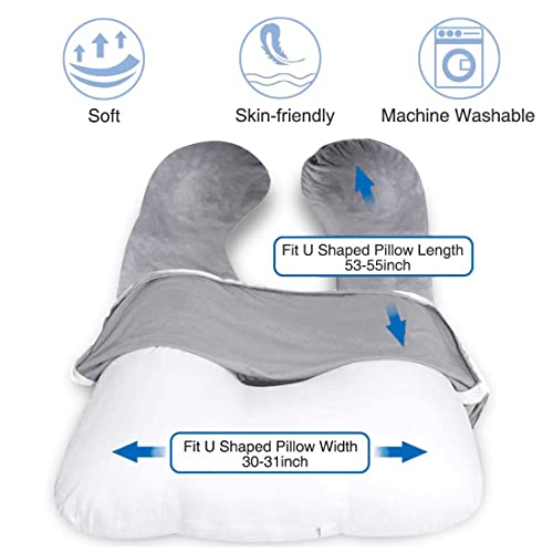 MOON PINE Pregnancy Pillow Cover, U Shaped Body Pillow Cover Only, Velvet Replacement Pillow Case, Fit for 55"x 31" Maternity Pillow (Dark Grey)