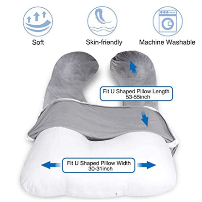 MOON PINE Pregnancy Pillow Cover, U Shaped Body Pillow Cover Only, Velvet Replacement Pillow Case, Fit for 55"x 31" Maternity Pillow (Dark Grey)