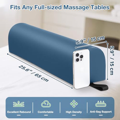 3/4 Round Massage Bolster, PU Leather Bolster Pillow for Legs, Blue - color: 3/4 Round - Blue