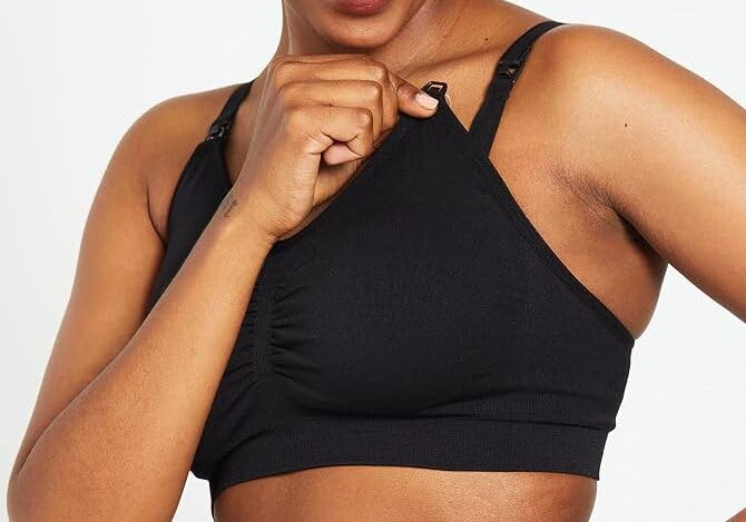 Motherhood Maternity Women's Wireless Clip Down Seamless Nursing Bra for Breastfeeding - color: Black1, size: X-Large