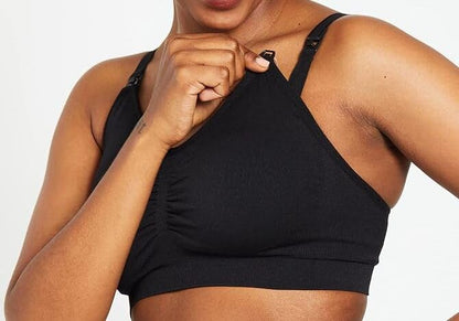 Motherhood Maternity Women's Wireless Clip Down Seamless Nursing Bra for Breastfeeding - color: Black1, size: X-Large