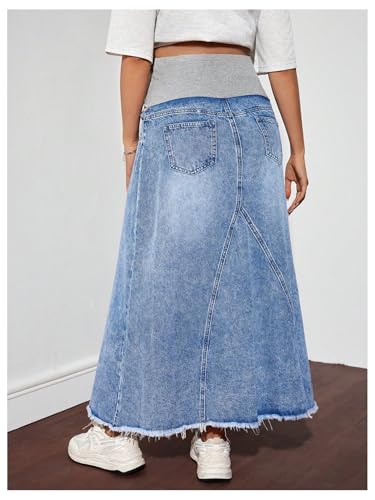 MakeMeChic Maternity High Waist Denim Maxi Jean Skirt - size: XX-Large