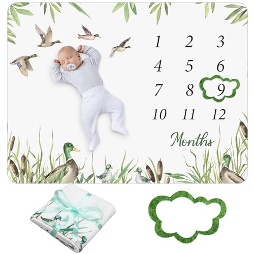Preboun Mallard Duck Baby Monthly Milestone Blanket 40"x60", Felt Marker