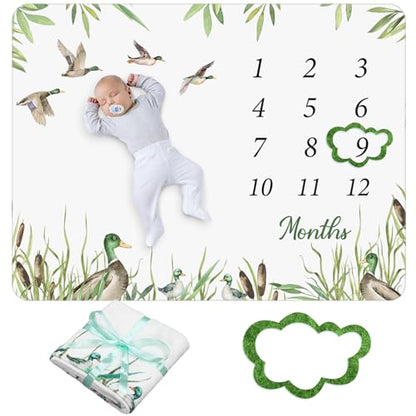 Preboun Mallard Duck Baby Monthly Milestone Blanket 40"x60", Felt Marker