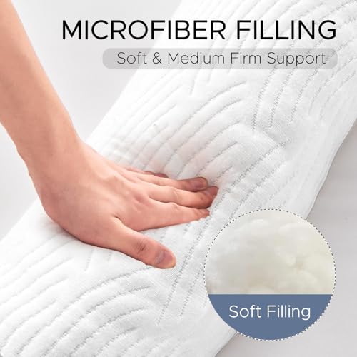 Body Pillow for Adults, Swan Bed Pillow Insert for Sleeping, White, 49 In - color: White Tencel