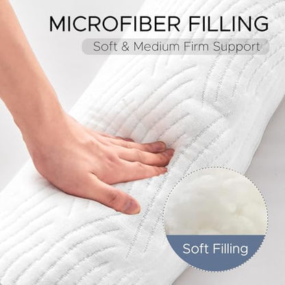 Body Pillow for Adults, Swan Bed Pillow Insert for Sleeping, White, 49 In - color: White Tencel