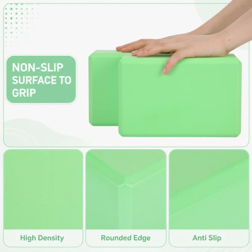 Wettarn 6 Pack EVA Yoga Blocks Bulk, Non Slip Pilates Brick - color: Green