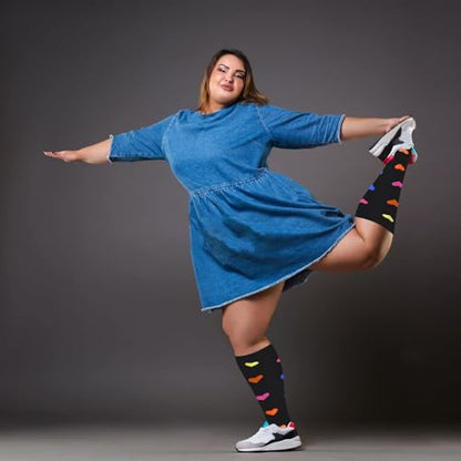4 Pairs Plus Size Compression Socks,Extra Wide Calf - color: Colorful/Black/Purple/Blue, size: 3X-Large