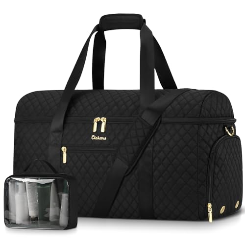Large Travel Weekender Bags for Women: Overnight Bag with Shoe Compartment - color: 1-Black, size: Large