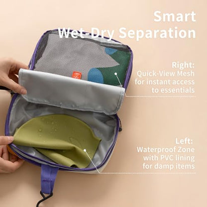 morning deer Medium Sized Toiletry Bag Travel Bag Wet-Dry with Hanging Hook