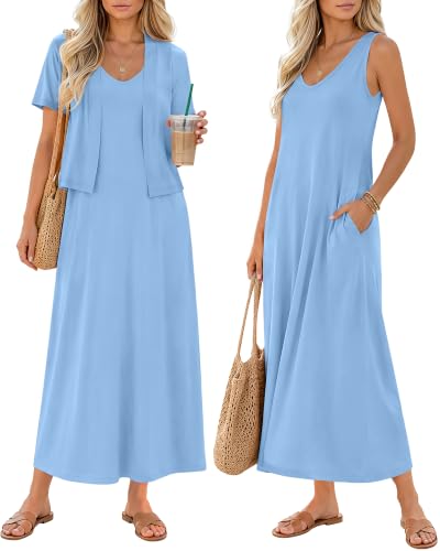 2 Piece Maternity Dress Outfits Set - color: Blue, size: Medium