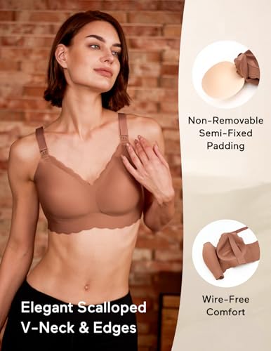 Nursing Bras for Breastfeeding Comfort Maternity Bras for Pregnancy Seamless Bralettes with Extra Extender - size: Medium