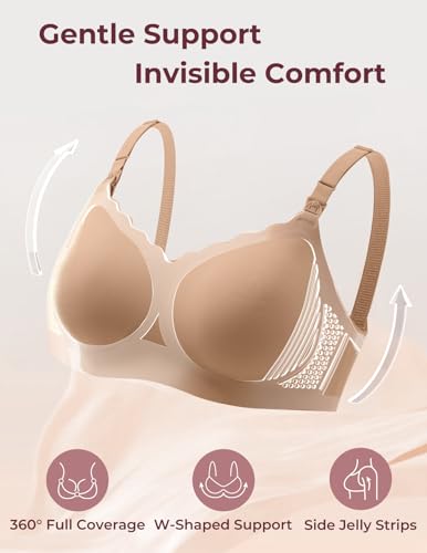 Momcozy 4-in-1 Hands-Free Pumping Bra, Cooling Fabric & Jelly-Strip Support - color: Maple Sugar, size: Medium