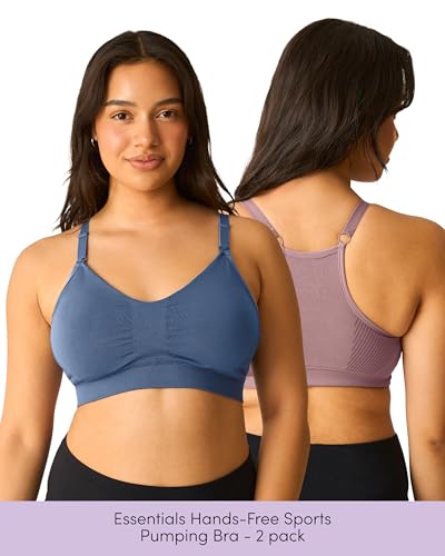 Kindred Bravely Essentials Sports Pumping & Nursing Bra, Hands Free, 2 Pack - color: Black & Slate Blue, size: Medium