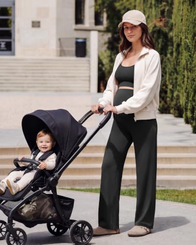 G4Free EverGoing Maternity Pants Over the Belly Pregnancy Work Trousers - color: Black, size: Large
