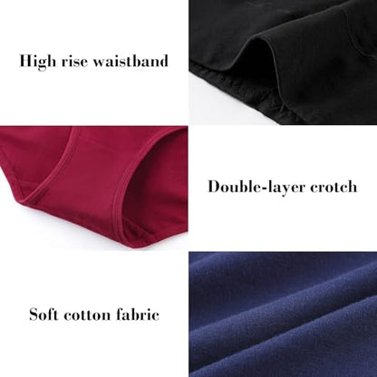 Womens Tummy Control Underwear Cotton High Waisted Full Briefs - color: 5 Pack Multicoloured-a, size: X-Large