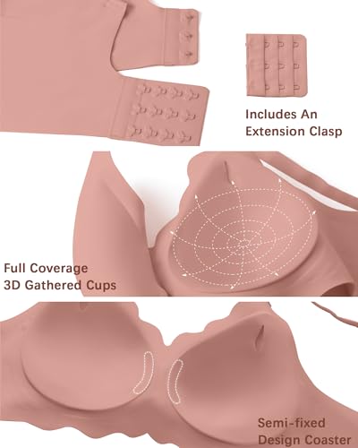 Seamless Jelly Bras for Women, No Underwire Push Up Bra - color: Red, size: Medium