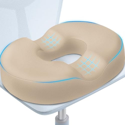 BlissTrends Donut Pillow Seat Cushion, Memory Foam Lifting Cushions - color: Khaki, size: XX-Large