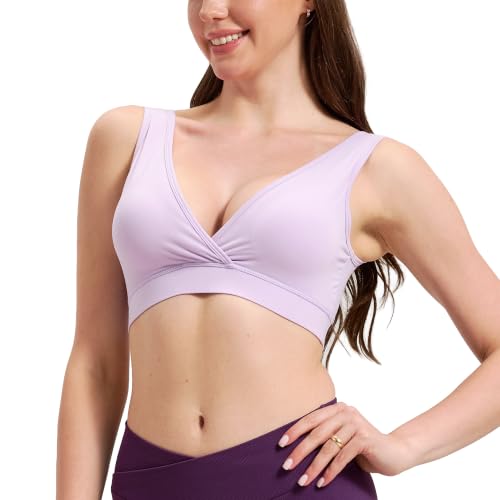 netdraw Padded Bamboo Viscose Nursing Sleep Bra - color: Lavender, size: Small