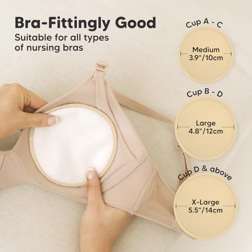 14-Pack Reusable Nursing Pads for Breastfeeding (Bare Beige, L 4.8") - color: Bare Beige, size: Large 4.8"