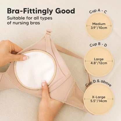 14-Pack Reusable Nursing Pads for Breastfeeding (Bare Beige, L 4.8") - color: Bare Beige, size: Large 4.8"