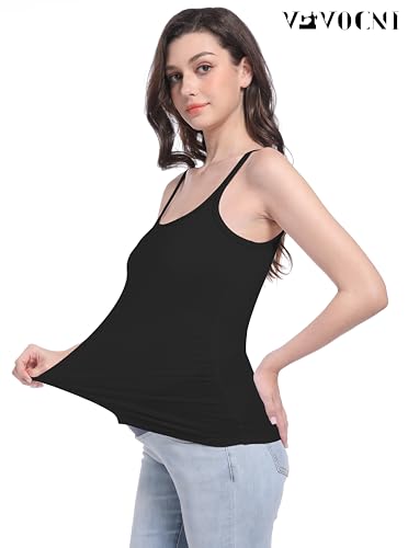 V VOCNI Women's Maternity Camisole Spaghetti Strap Pregnancy Tank Tops - color: Black, size: Medium