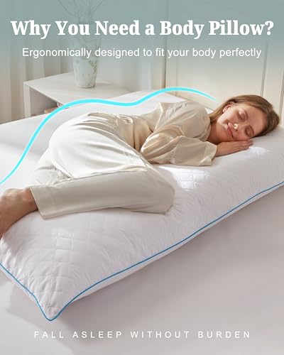 YZ HOME Long Body Pillow for Adults,Firm Body Pillow Shredded Memory Foam - color: White