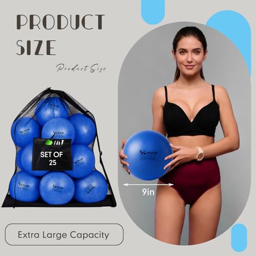 Set of 25 Pilates Balls Bulk 9 Inch Small Exercise Ball - color: Blue