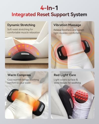 FliKEZE 4-in-1 Back Massager with Red Light 660/850nm Cordless 5000mAh - color: Black