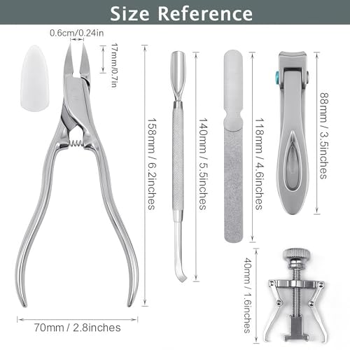 Long Handle Ingrown Toenail Clippers Set for Men Seniors - color: Metallic 5pcs