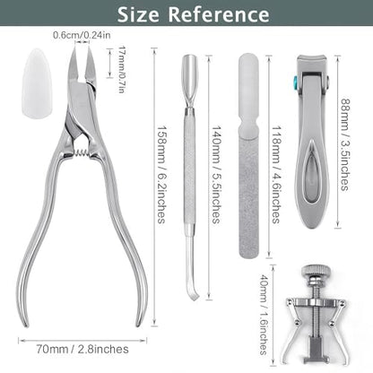 Long Handle Ingrown Toenail Clippers Set for Men Seniors - color: Metallic 5pcs