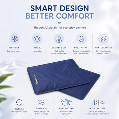 WORLD-BIO 2Pcs Flexible Large Gel Ice Pack for Injuries,Reusable Cold Packs - size: 2pcs 12"x16"