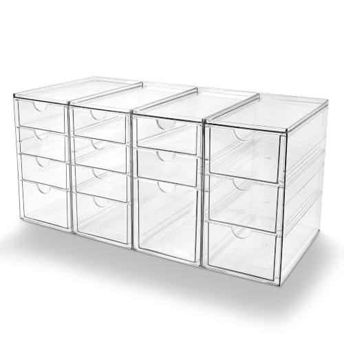 Prsildan Acrylic Desk Organizers with 14 Drawers, Stackable Makeup Storage - size: Stackable-14 Drawers