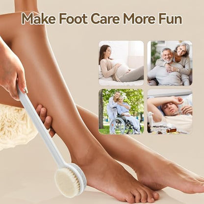 Extra Long Handle 2 in 1 Pumice Stone for Feet Callus Dead Skin Remover
