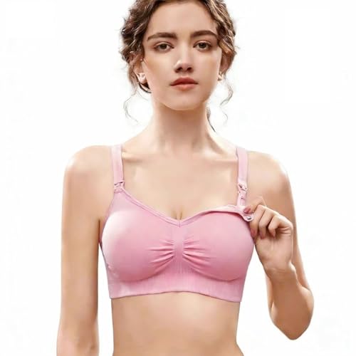 3 Pack Seamless Nursing Bras, Adjustable Breastfeeding Soft Maternity Bra, Women Comfort Pregnancy Sleep Bralette. - color: Black-beige-pink, size: Medium