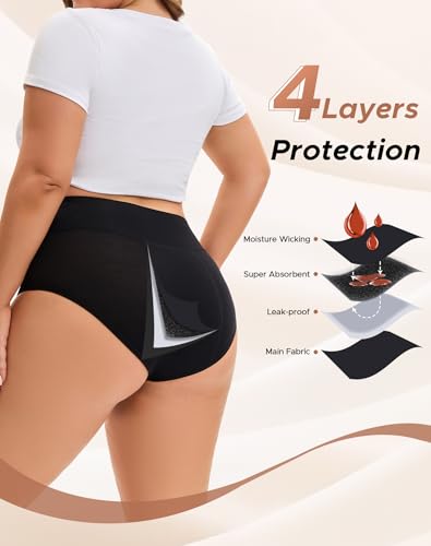 INNERSY Women's Plus Size Period Underwear Heavy Flow Leak-Proof 3-Pack - size: 3X-Large