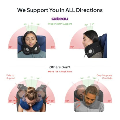 Cabeau Evolution X Deluxe - Best Travel Neck Pillow with Travel Bag (Dark Blue/Light Blue)