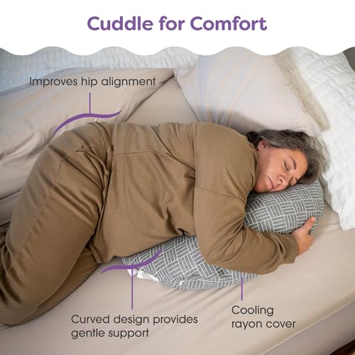 Boppy Cuddle Pregnancy Pillow, Compact Maternity Support for Side Sleepers - color: Gray Basket Weave