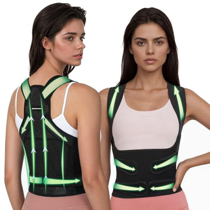 Posture Corrector for Women,2-in-1 Back Brace with Shoulder Support - size: Large